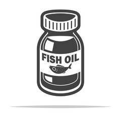 Wall Mural - bottle of fish oil outline icon transparent vector isolated illustration