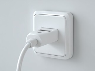 Poster - White Usb Charger Plugged Into Wall Outlet, Illustrating Connectivity and Modern Technology Solutions For Business and Personal Use : Generative AI