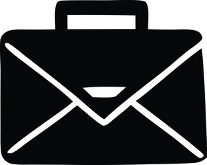 Poster - Black and white illustration of a briefcase shaped like an envelope