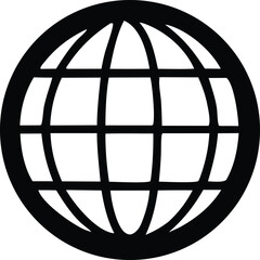 Poster - Simple black and white globe icon representing global connectivity and international reach