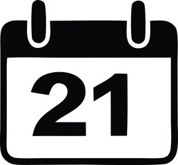 Poster - Black and white calendar icon displaying the twenty first day