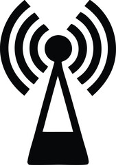 Poster - Wireless signal transmission tower icon black and white graphic