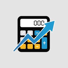 Poster - Financial growth conceptualized a vector of a calculator with an arrow signifying upward economic trends in finance and business