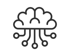 Poster - Clean line art icon symbolizing artificial intelligence, combining a brain and cloud computing. Perfect for tech, data science, innovation, and future concepts.