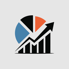 Poster - Business growth and financial performance visualized with colorful pie chart and upward trend symbols representing data analysis