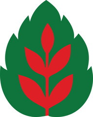 Poster - Stylized red and green leaf design with central floral motif