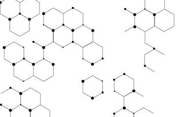 abstract tech background with molecular structures, science network concept,connecting lines and dot