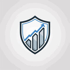 Poster - Financial growth and protection emblem depicting rising sales bar chart and safeguard shield symbol vector illustration