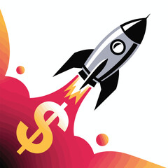 Poster - Financial growth concept depicted with rocket launch and dollar sign vector