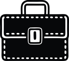 Poster - A simple black and white illustration of a classic briefcase with a handle