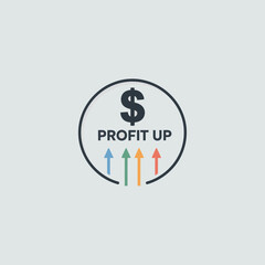 Poster - Profit up concept illustrating financial growth and success with dollar sign and colorful arrows vector