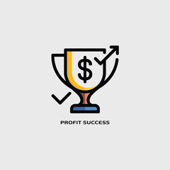 Poster - Financial success icon illustrating profit growth and achievement with a trophy concept and dollar sign symbolizing business prosperity and investment return