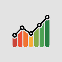 Poster - Colorful upward trend graph vector graphic depicting business progress and financial growth over time with rising values