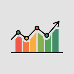 Poster - Colorful bar chart illustrating growth and business success depicting positive trend showing rising sales and increasing revenue