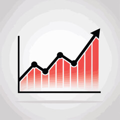 Poster - Upward trend financial growth business chart displaying progress with red bars and black arrow symbolizing achievement and success