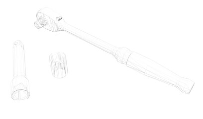 Poster - A black and white drawing of a tool with a white background. The tool is a screwdriver
