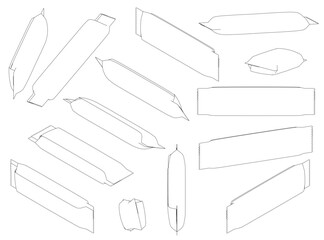 Poster - A set of different Snack are drawn in black. The Snack are all same sizes and are arranged in a grid. The Snacks are all rectangles