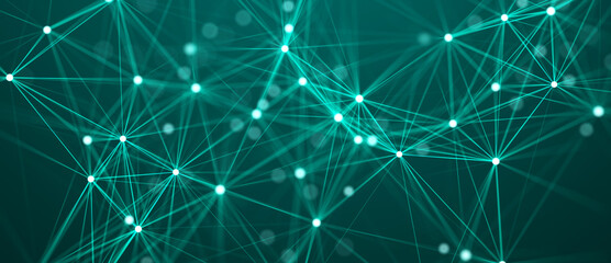 Leinwandbilder - Abstract digital background of points and lines. Glowing plexus. Big data. Network or connection. Abstract technology science background. 3d rendering