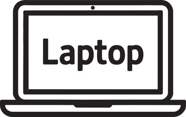 Aufkleber - minimalist black and white laptop illustration depicting technology and communication