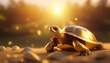 © Hiyoko maru - 金色の亀、砂金のアクセント、晴れやかな天気と大地、適度なグラデーション Generated by AI