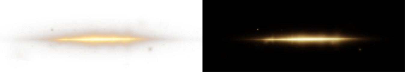 Fototapete - Line, neon, light, gold, glow beams with sparkle, flare, and dynamic motion effects. PNG overlay with line, neon, light, gold, glow elements. Transparent PNG for magical, bright visuals.