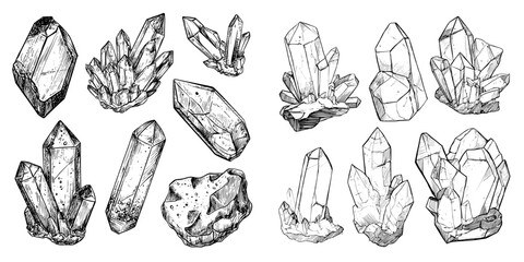 Poster - different arrangements and structures of crystalline formations are depicted in various sketches set