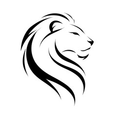 Poster - the sketch of a wild mammal is an isolated black modern lion head