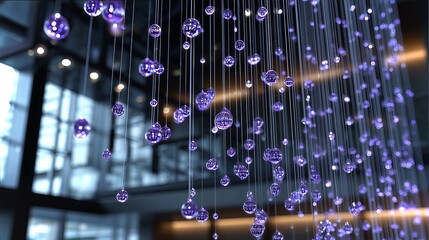 Poster - Elegant display of glass solar beads shimmering in a modern interior space