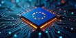© Christoph Burgstedt - A European-made computer chip with the EU flag, ensuring independence from non-EU microprocessor production - ai generated