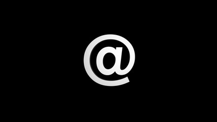 Three dimensional rendered email symbol floating on a black background.