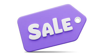 Aufkleber - a three d render of a purple tag with the word sale in white letters on a white background space