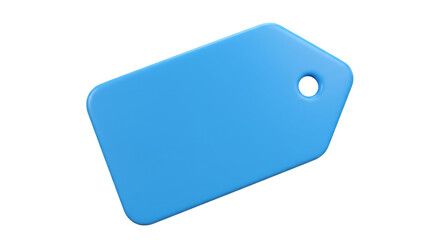 Aufkleber - a light blue price tag with a rounded corner and a hole on a white background in a studio shot