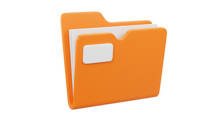 Leinwandbilder - A single orange folder with white label and papers isolated on a plain white background in studio shot