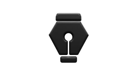 Poster - A close up view of a black pen tool icon with a white background in a studio shot illustration style