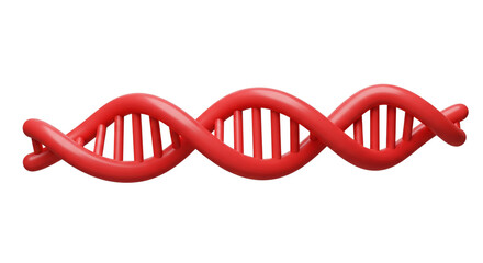 Poster - A red dna double helix model with visible rungs isolated against a plain white background in a studio shot