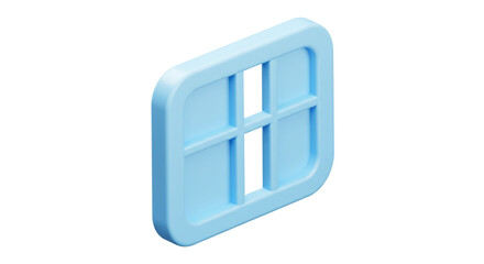 Poster - A light blue window frame with six panes on a white background in a minimalist isometric style