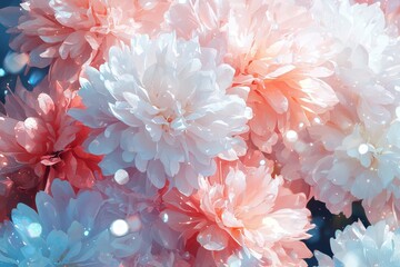 Poster - Vibrant floral arrangement nature digital art soft background close-up beauty and serenity