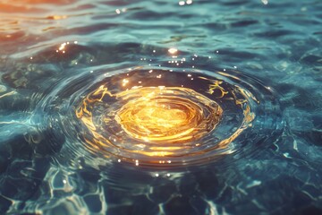 Poster - Water ripple effect on sunlit surface outdoor calm environment photography perspective nature serenity