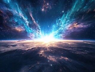 Poster - Cosmic explosion event in space stunning digital art celestial environment immersive perspective for stargazers