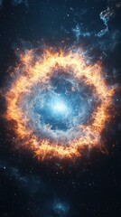 Poster - Celestial explosion of a supernova outer space digital art cosmic environment eye-level view stellar phenomenon
