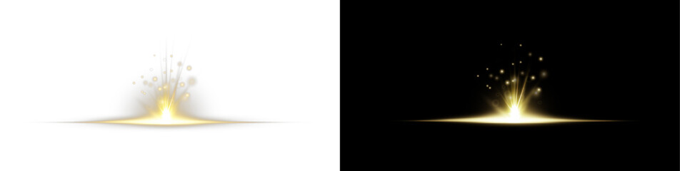 Poster -  luxurious, glowing burst with golden beams, shimmering effects, and radiant illumination. A magical, smooth projection ideal for PNG use in festive or elegant designs.