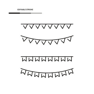 Party Garlands Or Bunting Icon Set Vector Design.