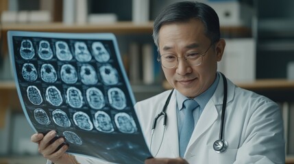 Aufkleber - Doctor examining brain scan