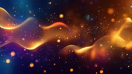 Neon-hued quantum ripples embedded with holographic data fragments