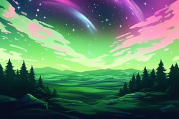 Wall Mural - aurora landscape green outdoors.
