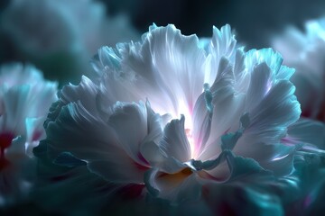 Poster - Beautiful blooming flower emits soft light in a serene setting during nighttime
