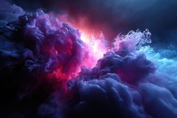 Poster - Colorful smoke and light swirling in dynamic patterns during a creative display