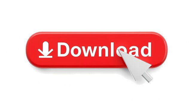 Red Download Button with Cursor Free Stock Photo & Illustration