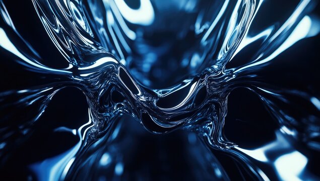 Abstract liquid swirls, dark blue