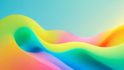 Fototapete - Abstract colorful wavy fluid forms on a gentle blue gradient background